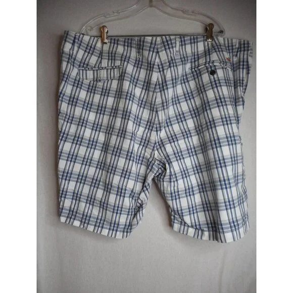 Dockers Mens Blue Plaid Flat front Shorts - Picture 5 of 5